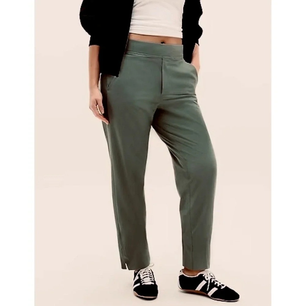Athleta Brooklyn Mid Rise Ankle Pant Women Size 18 Green Travel Commute Active